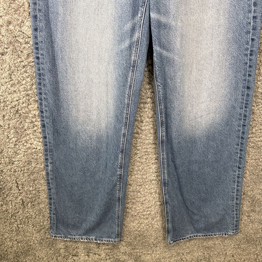 American Eagle Curvy Super High Rise Baggy Straight Jeans 6 Long Medium Wash - Picture 3 of 13